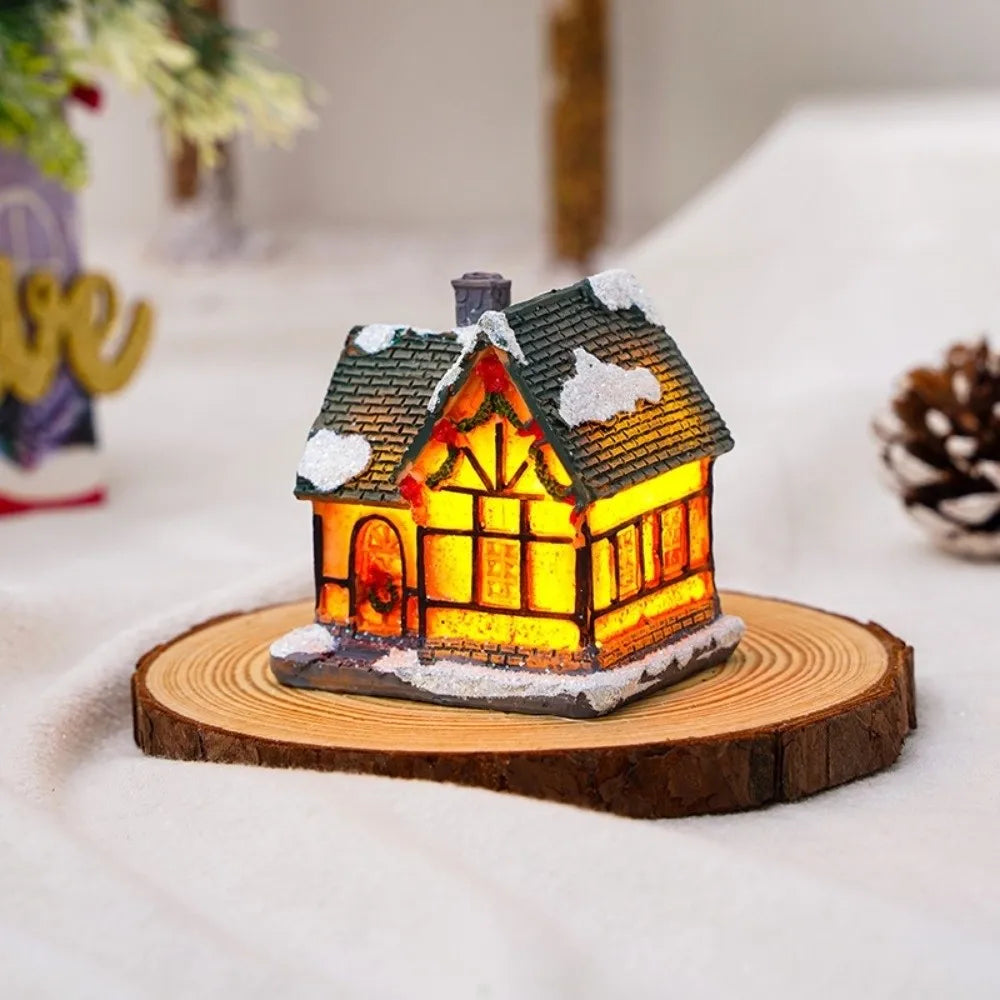 LED Christmas Village Miniature Light House Resin Ornament Christmas Village Ornament Nixie