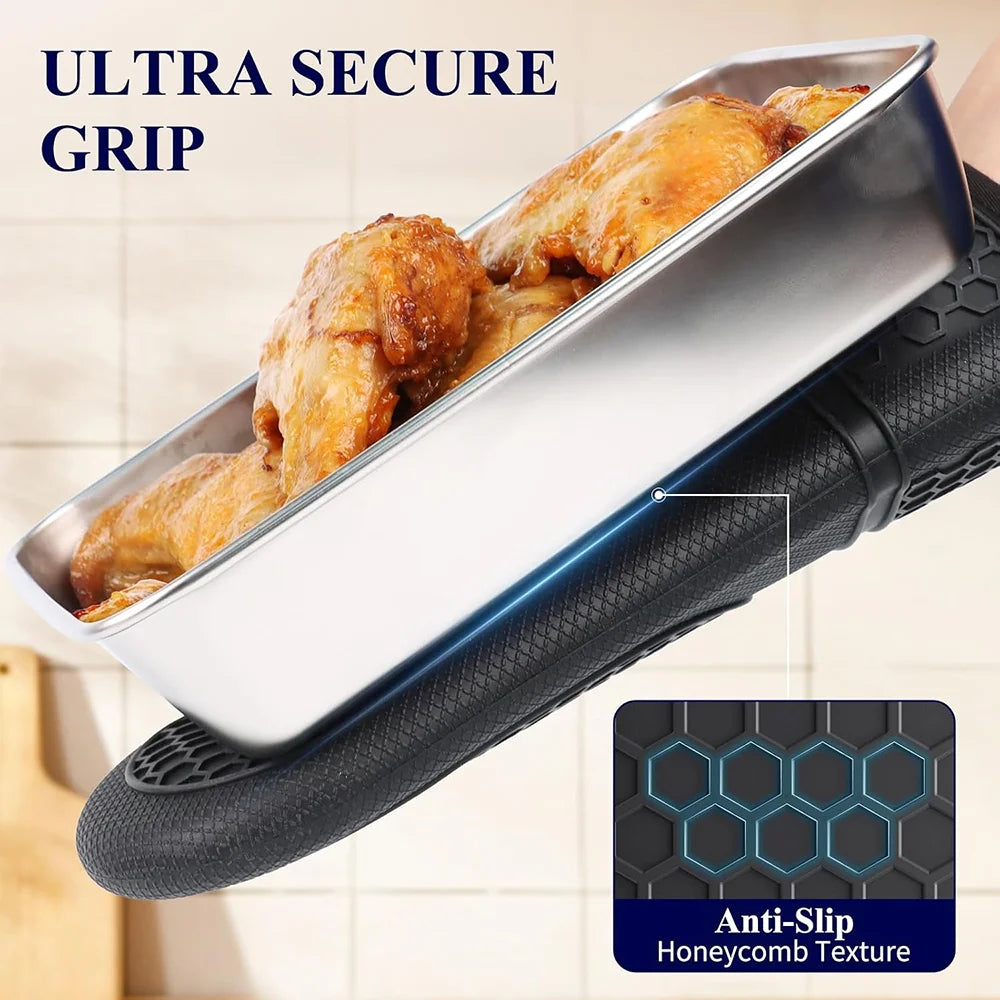 Silicone Oven Mitts Heat Resistant to 500°F – Non-Slip Grip Silicone Oven Mitts Nixie