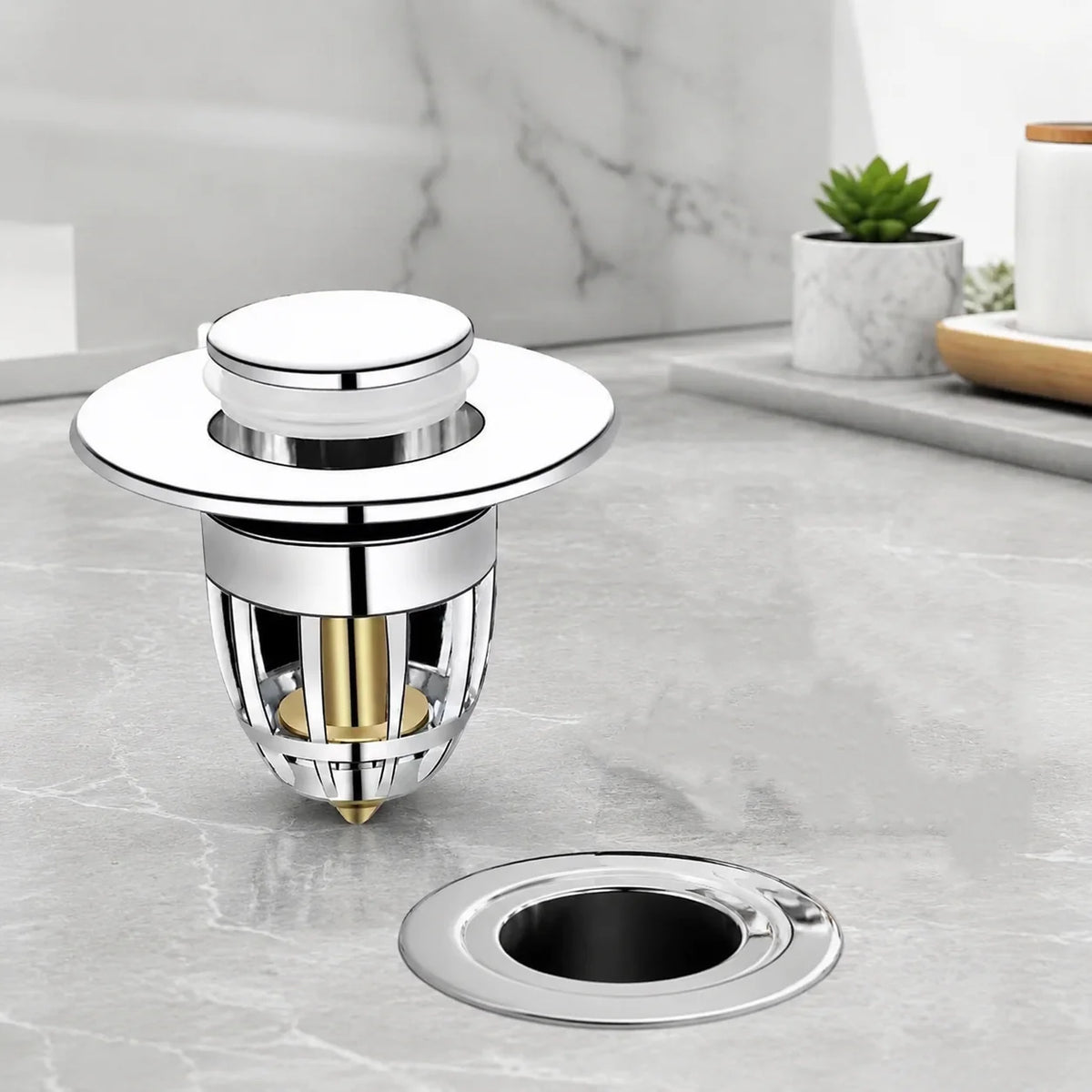 Pop-Up Sink Drain Stopper with Hair Catcher Filter Sink Drain Stopper Nixie