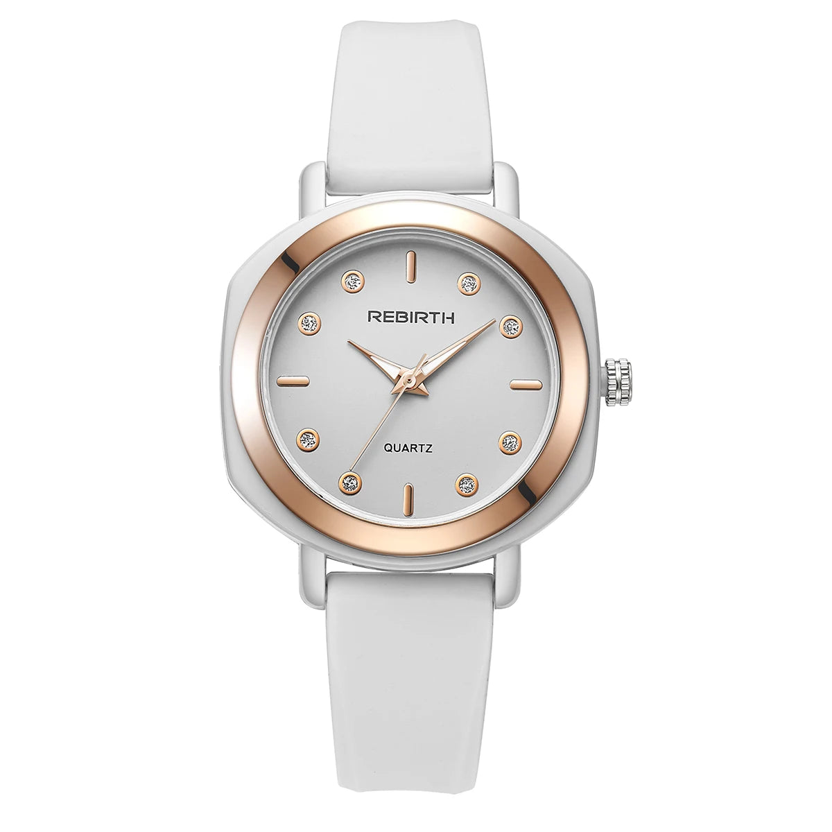 REBIRTH Women's Quartz Watch – Silicone Strap Numberless Dial Women's Quartz Watch Nixie WHITE