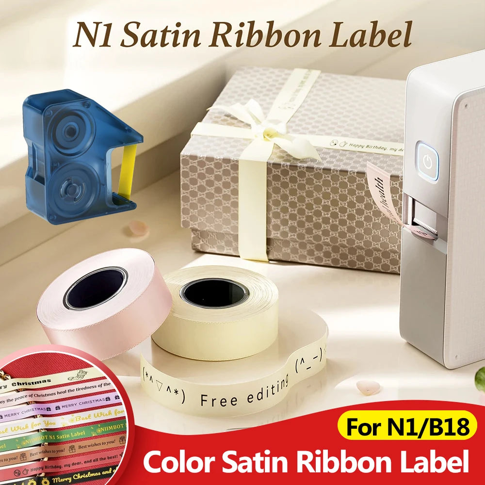 NIIMBOT N1/B18 Satin Ribbon Labels & Carbon Ribbon Set Satin Ribbon Label Set Nixie