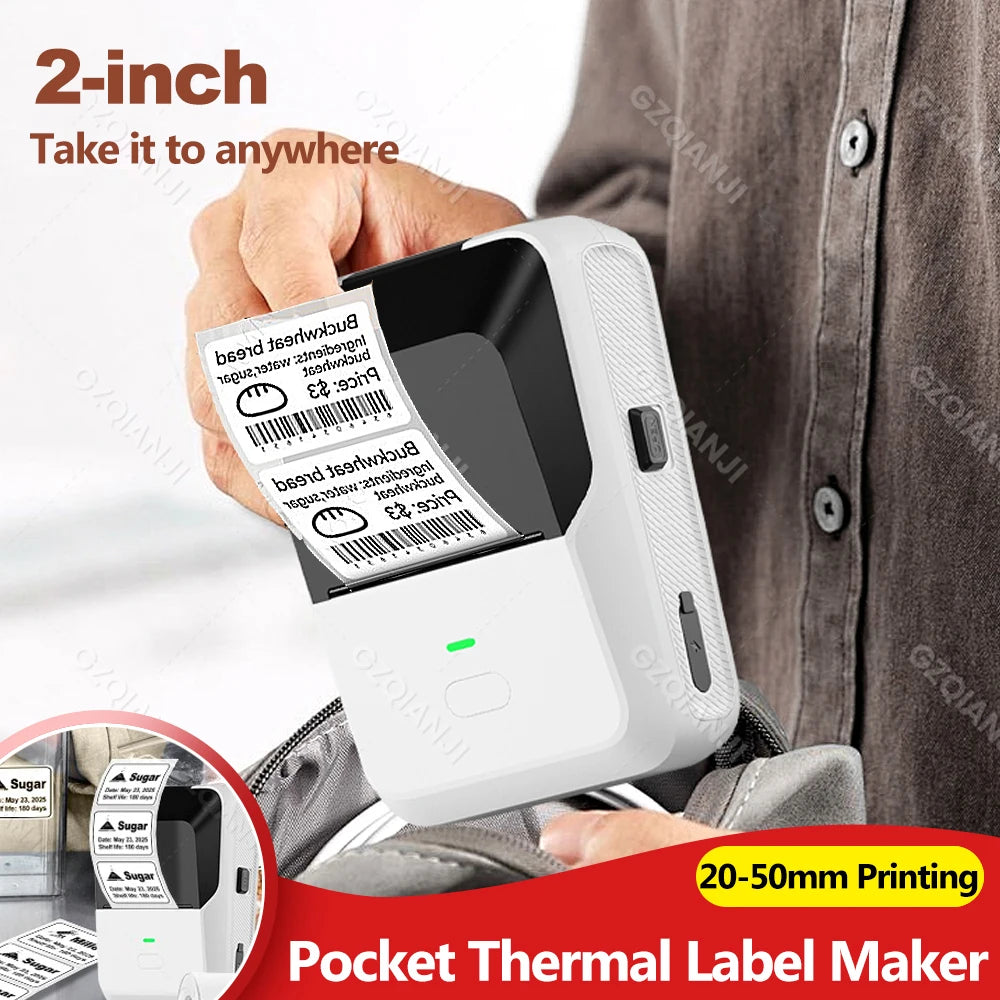 3CKMZONE P2 Mini Bluetooth Thermal Label Printer – Inkless