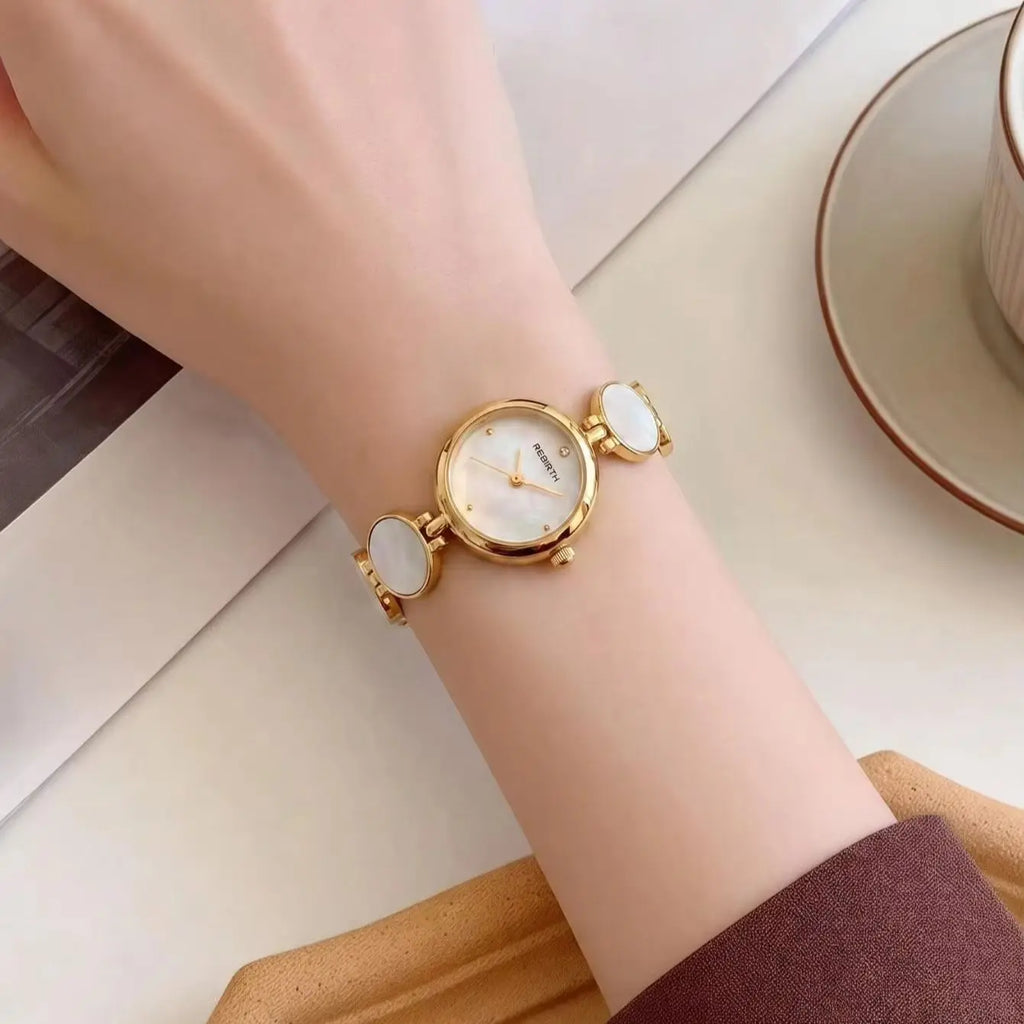 REBIRTH Women's Quartz Watch | Mother-of-Pearl & Diamond Dial Women's Quartz Watch Nixie