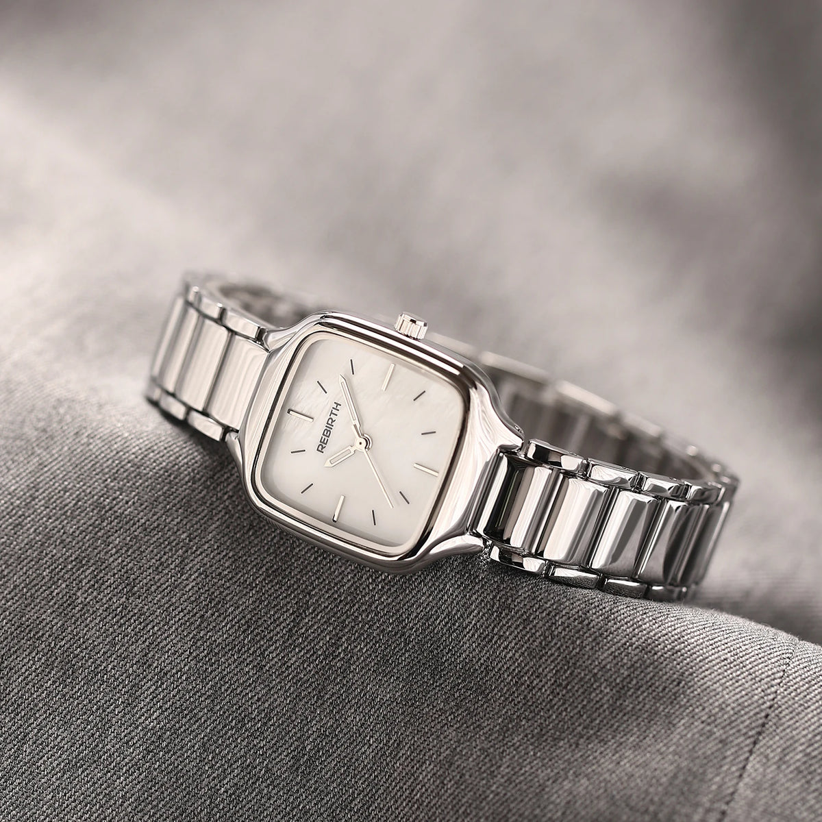 REBIRTH Square Quartz Watch | Stainless Steel, Minimalist Square Quartz Watch Nixie