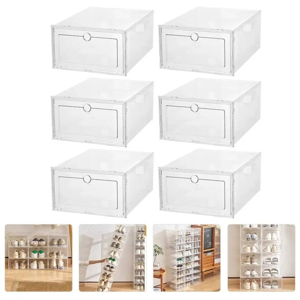 Transparent Stackable Shoe Boxes – Dustproof Waterproof Organizers