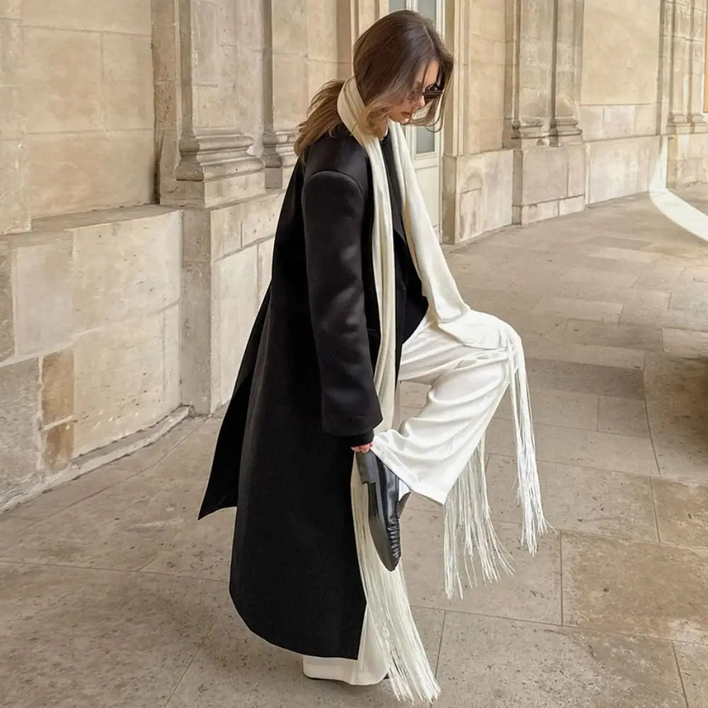 Women's Fringed Tassel Scarf Shawl | Y2K Streetwear Accessory Tassel Fringe Scarf Nixie
