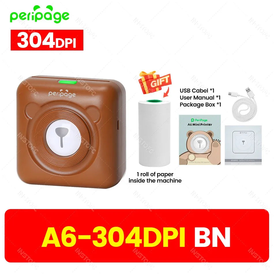 PeriPage A6 Portable Bluetooth Thermal Printer 304DPI