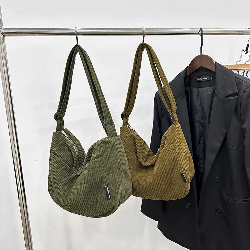 Japanese Corduroy Tote Bag – Large Shoulder & Crossbody Handbag Corduroy Tote Bag Nixie