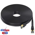 Flat CAT8 Ethernet Cable 40Gbps 2000MHz Shielded RJ45 Patch Cable Ethernet Patch Cable Nixie Black CAT8 15M