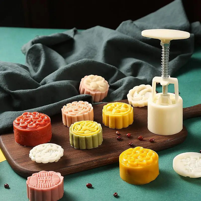 DIY Mooncake Mold Hand Press Pastry Embossing Tool Set Pastry Baking Mold Nixie