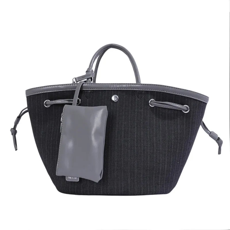 Korean Striped Tote Bag – Large Shoulder Bag for Women Striped Tote Bag Nixie