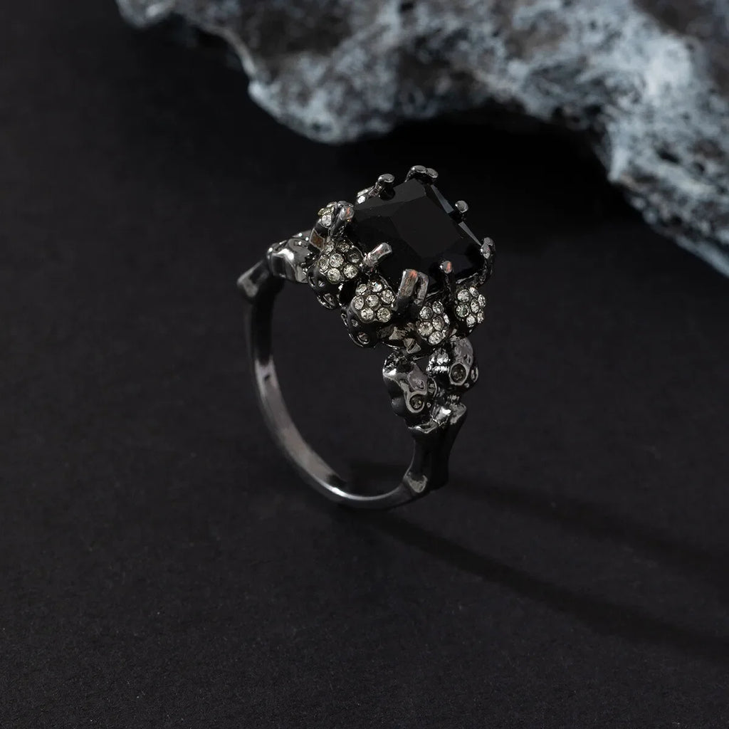 Men's Black Crystal Zircon Skull Ring | Punk Jewelry Sizes 6–11 Fashion Skull Ring Nixie