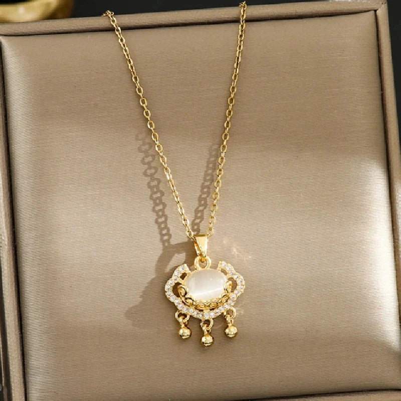 Gold Plated Lock Pendant Stainless Steel Necklace | Nixie