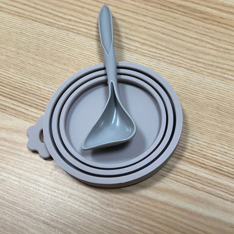 Silicone Pet Food Can Covers with Spoon – 2pc Reusable Set