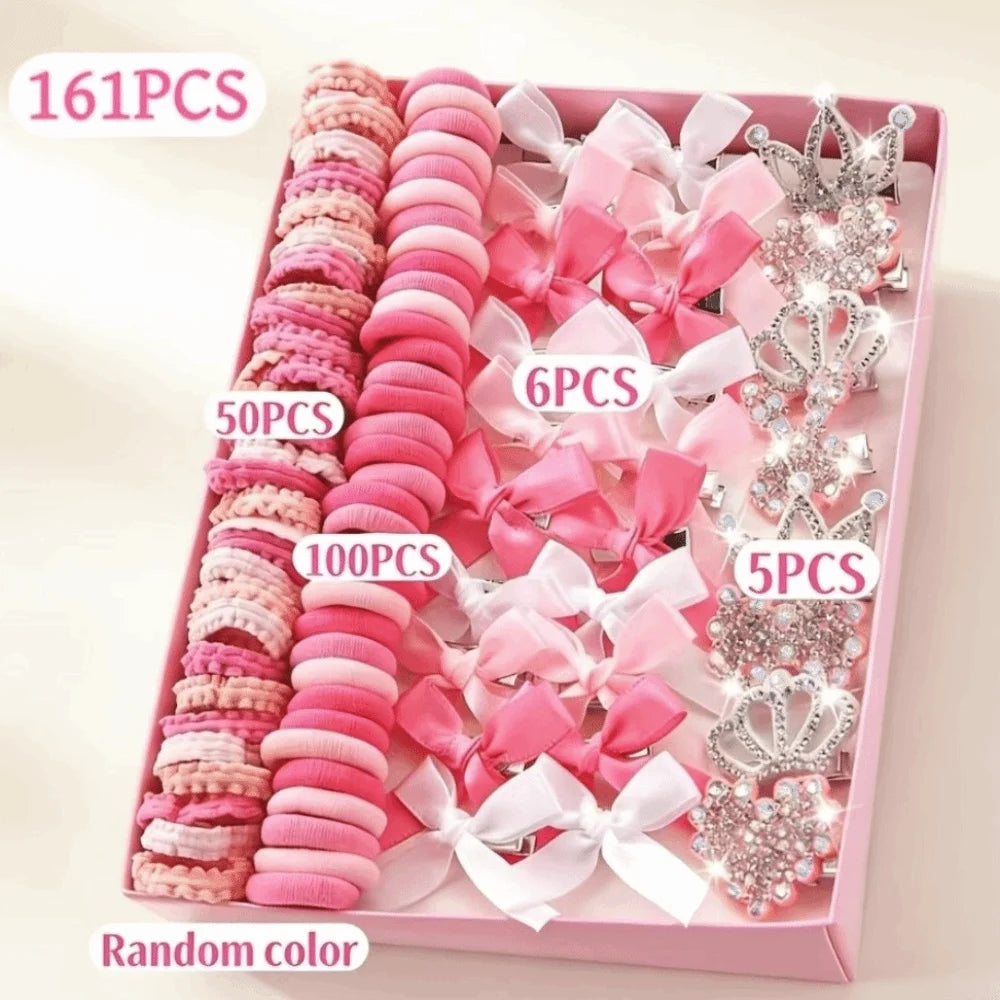 Girls Colorful Elastic Hair Accessories Set – Bows & Clips Girls Hair Accessories Nixie