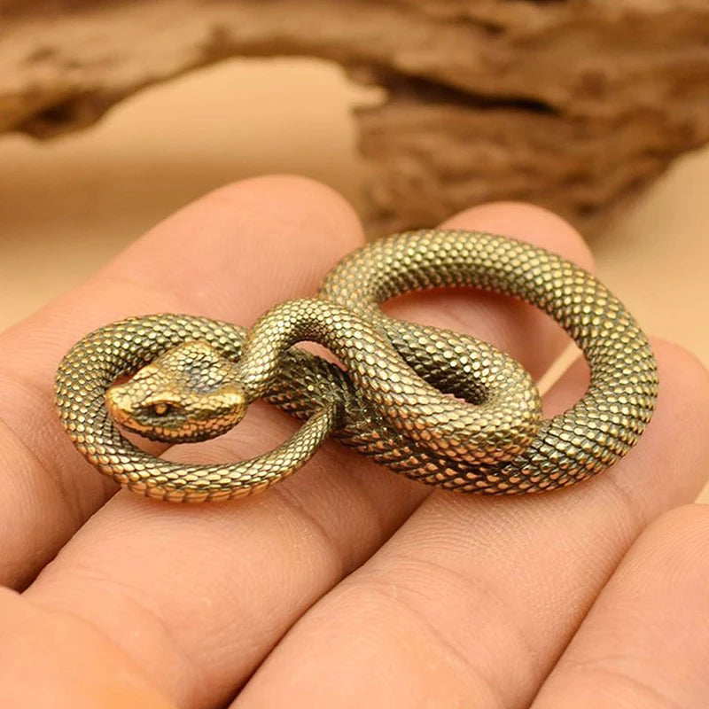 Copper Brass Mini Snake Figurine Antique Bronze Ornament Decorative Figurine Nixie