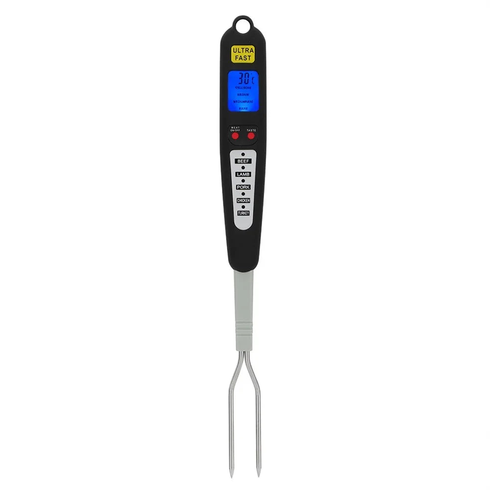 Digital BBQ Thermometer Fork – Instant Read LED Grill Thermometer