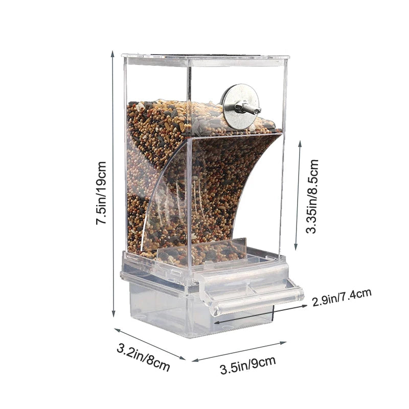 No-Mess Acrylic Parrot Feeder & Water Dispenser with Perch Bird Cage Feeder Nixie