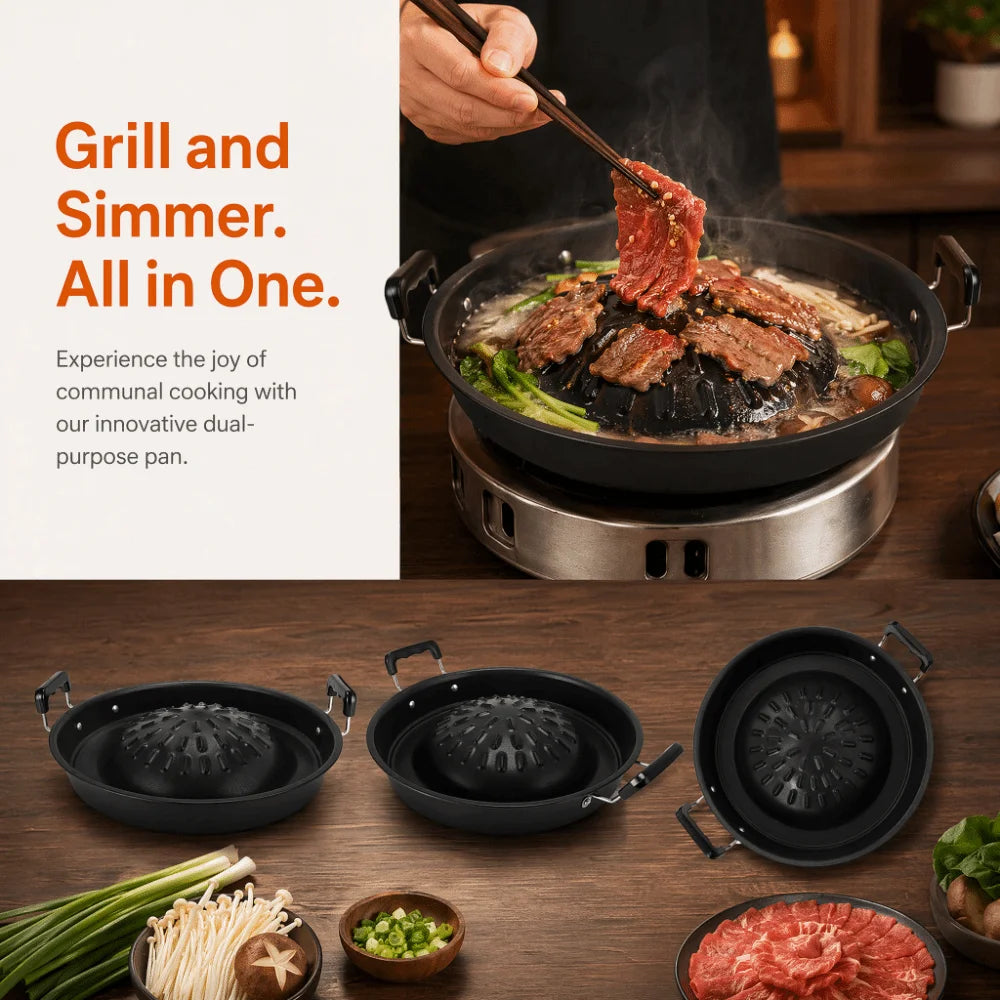 Cast Iron Thai BBQ Grill Pan – Raised Dome Hot Pot Camping Cast Iron Grill Pan Nixie