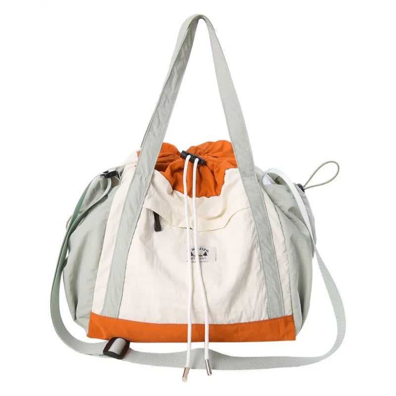 Color-Block Drawstring Crossbody Bag | Lightweight Travel Shoulder Bag Crossbody Shoulder Bag Nixie
