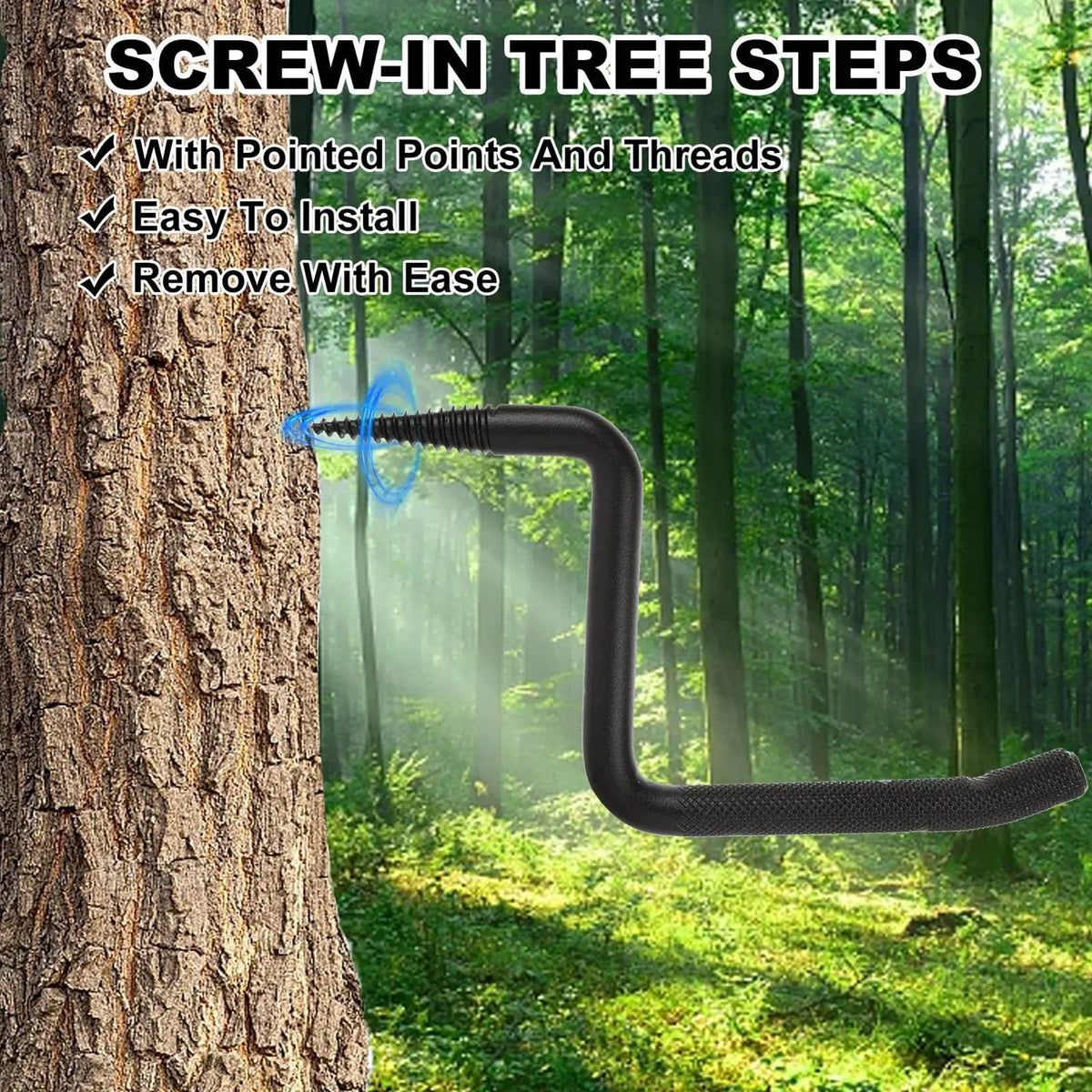 Tree Stand Steps Anti-Slip 705lbs Self-Tapping Steel Screw Mount