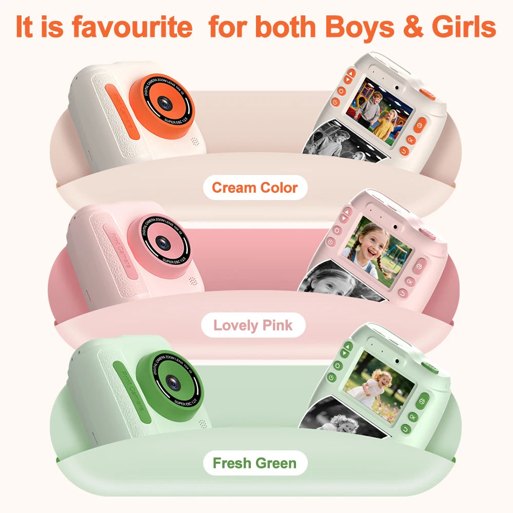 INSTOFC Kids Instant Print Camera 1080P HD Thermal Printer Kids Instant Camera Nixie