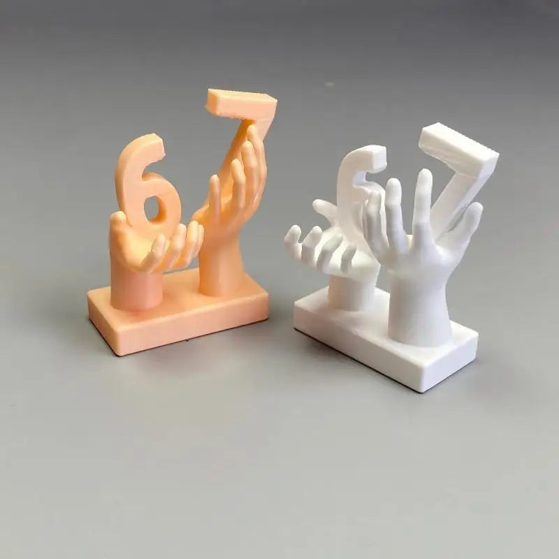 3D Printed Hand Sculpture "6&7" Minimalist Desk Ornament Desk Sculpture Ornament Nixie
