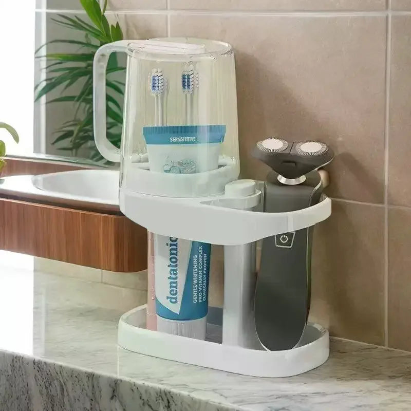 Toothbrush Holder Set with Mouthwash Cup & Storage Rack Toothbrush Holder Set Nixie