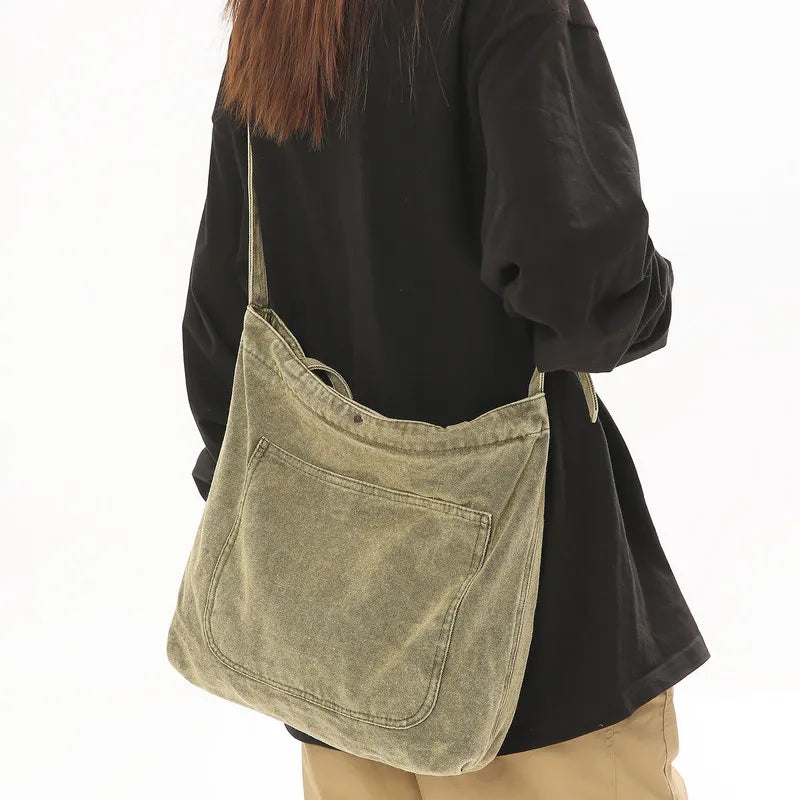 Women's Vintage Washed Denim Tote Bag – Large Capacity Denim Tote Bag Nixie