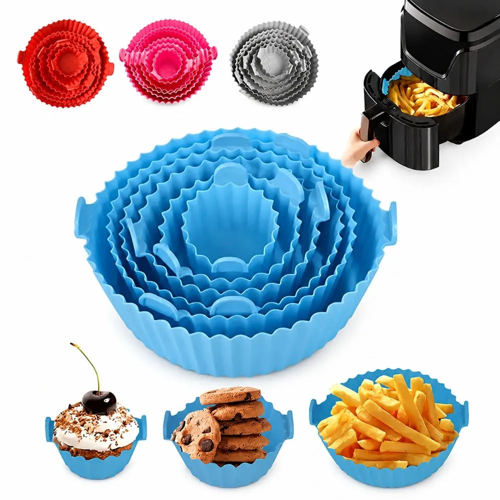6-Piece Air Fryer Silicone Basket Liner – Reusable Baking Tray Silicone Air Fryer Liner Nixie