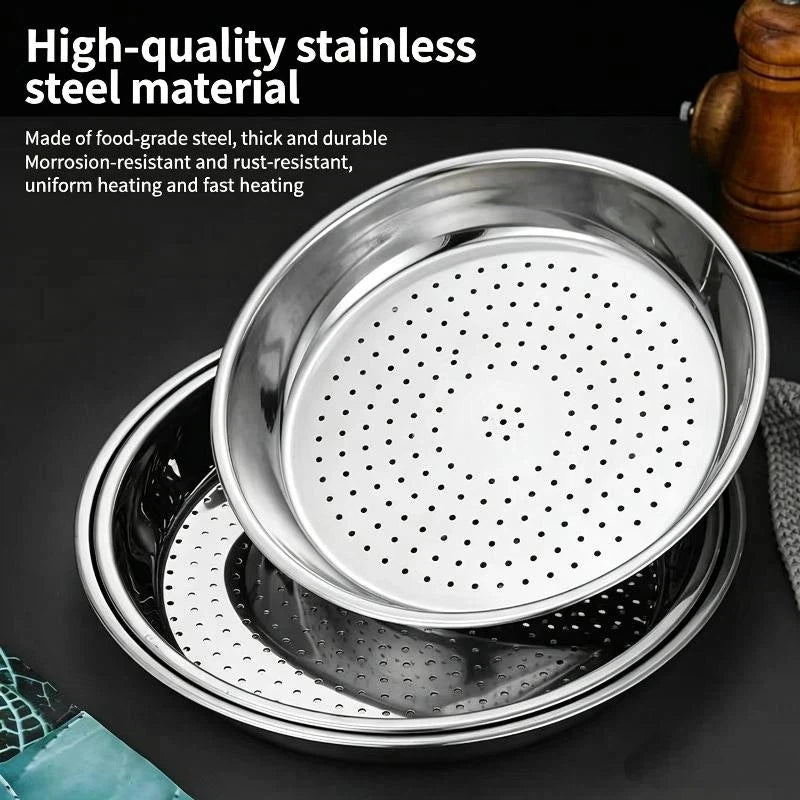 Stainless Steel Round Steamer Tray 30/32/34CM | Dumplings & Fish Steamer Tray Nixie