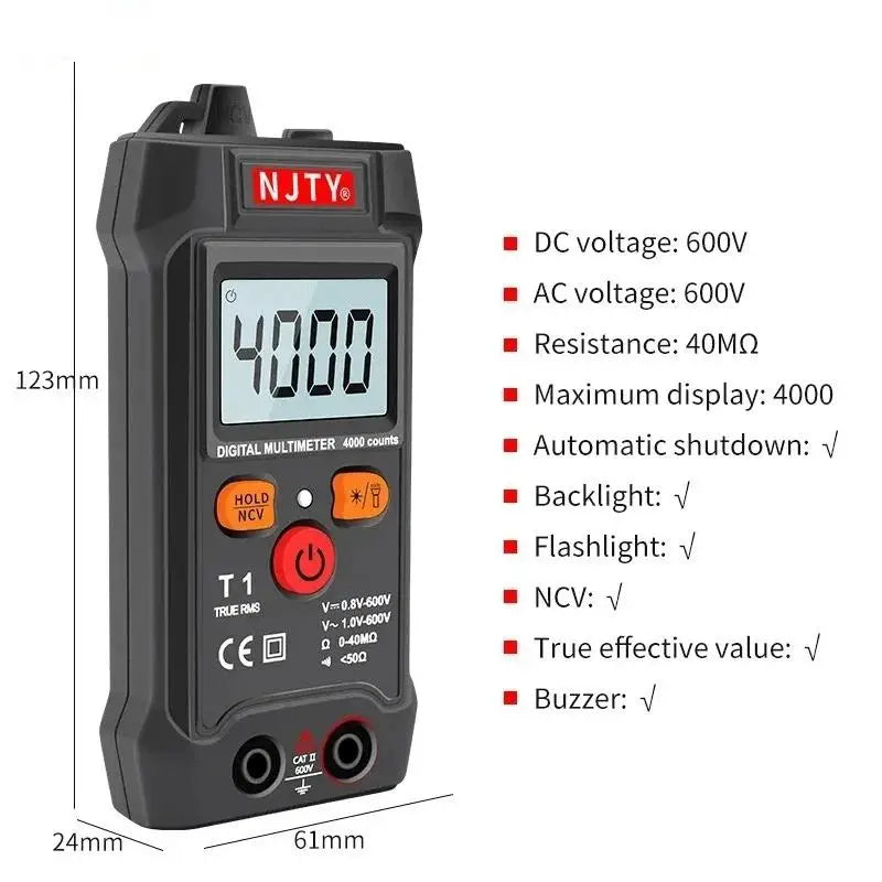 Smart Mini Digital Multimeter – Auto Range RMS NCV Tester