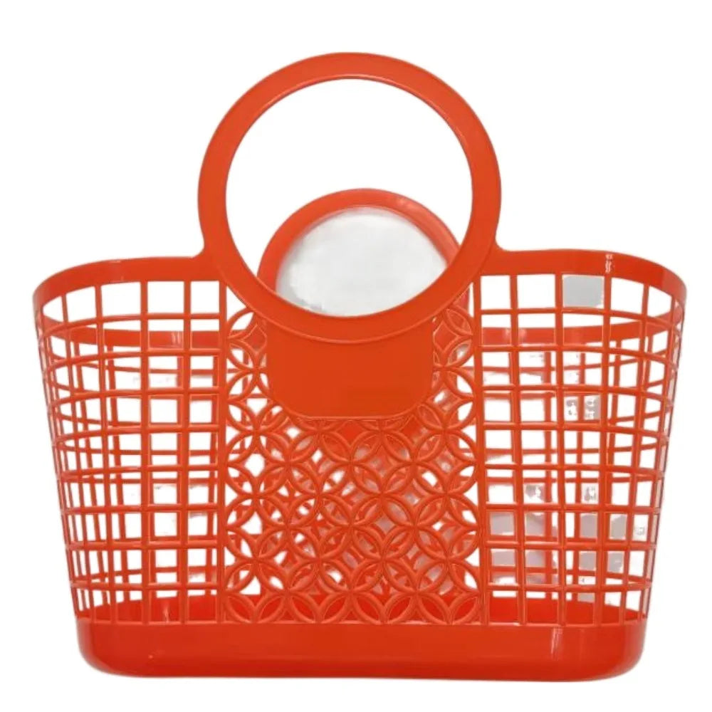 Plastic Hollow Storage Basket – Bathroom & Toy Organizer Storage Basket Nixie Red