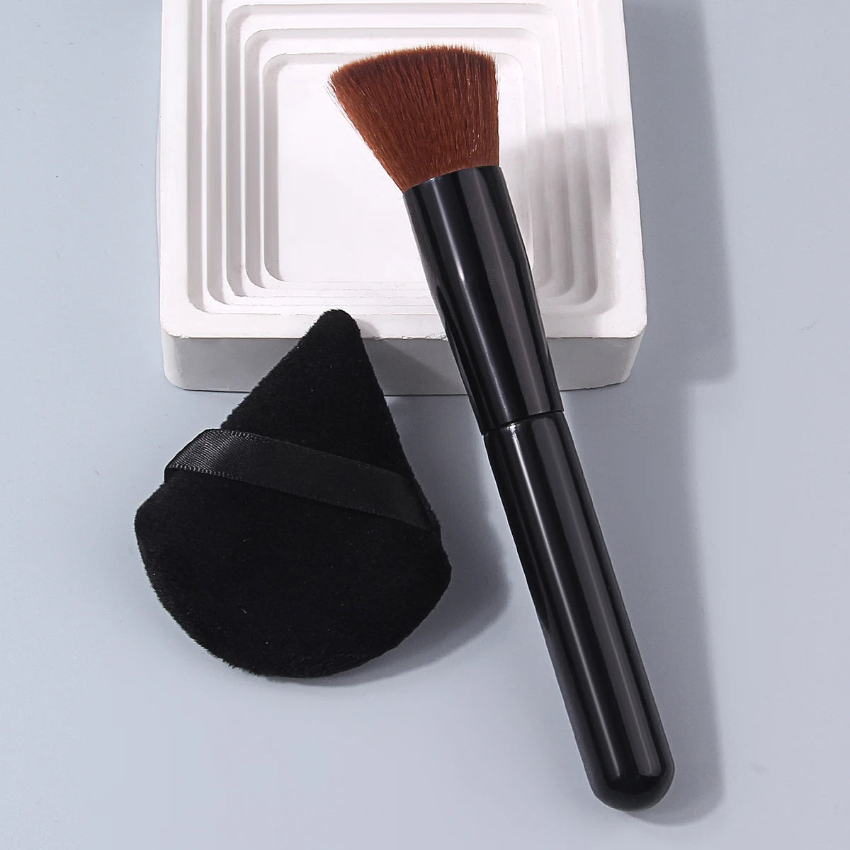 Nixie 2-Pc Angled Foundation Brush & Powder Puff Set