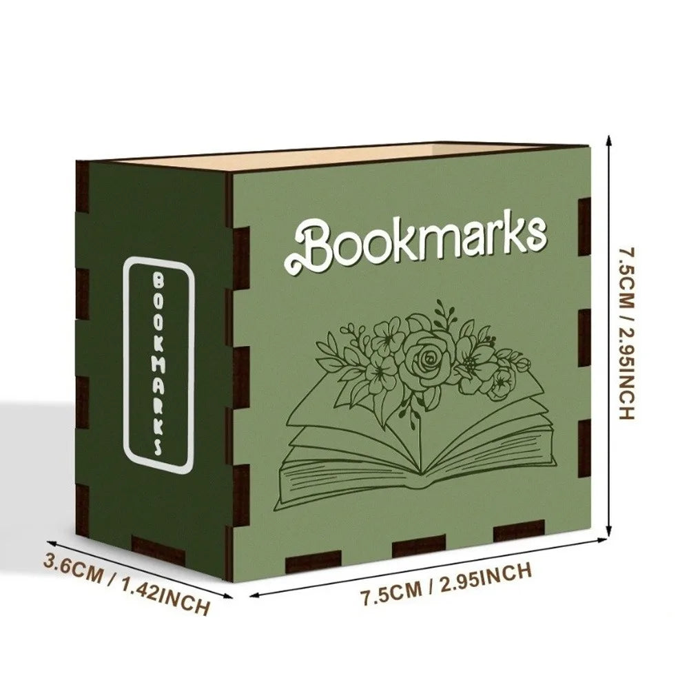 Wood Book-Shaped Bookmark Storage Box & Desk Organizer Desk Organizer Box Nixie Storage Box