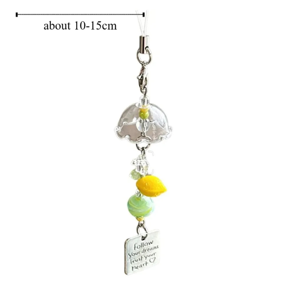 Beaded Wind Chime Keychain Resin Sakura Phone Charm Pendant Keychain Charm Nixie