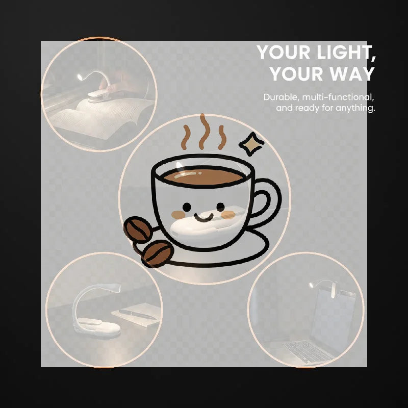 Portable Clip-On LED Reading Light USB Rechargeable Dimmable