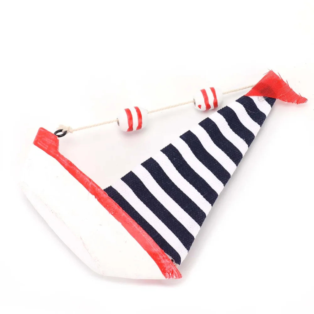 Wood Mini Mediterranean Sailboat Ornament – Retro Marine Decor Tabletop Sailboat Ornament Nixie
