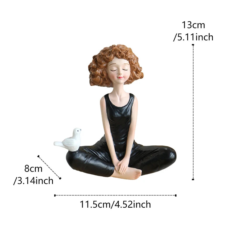 Yoga Girl Resin Figurine – Meditation Statue Desk Ornament Resin Yoga Figurine Nixie
