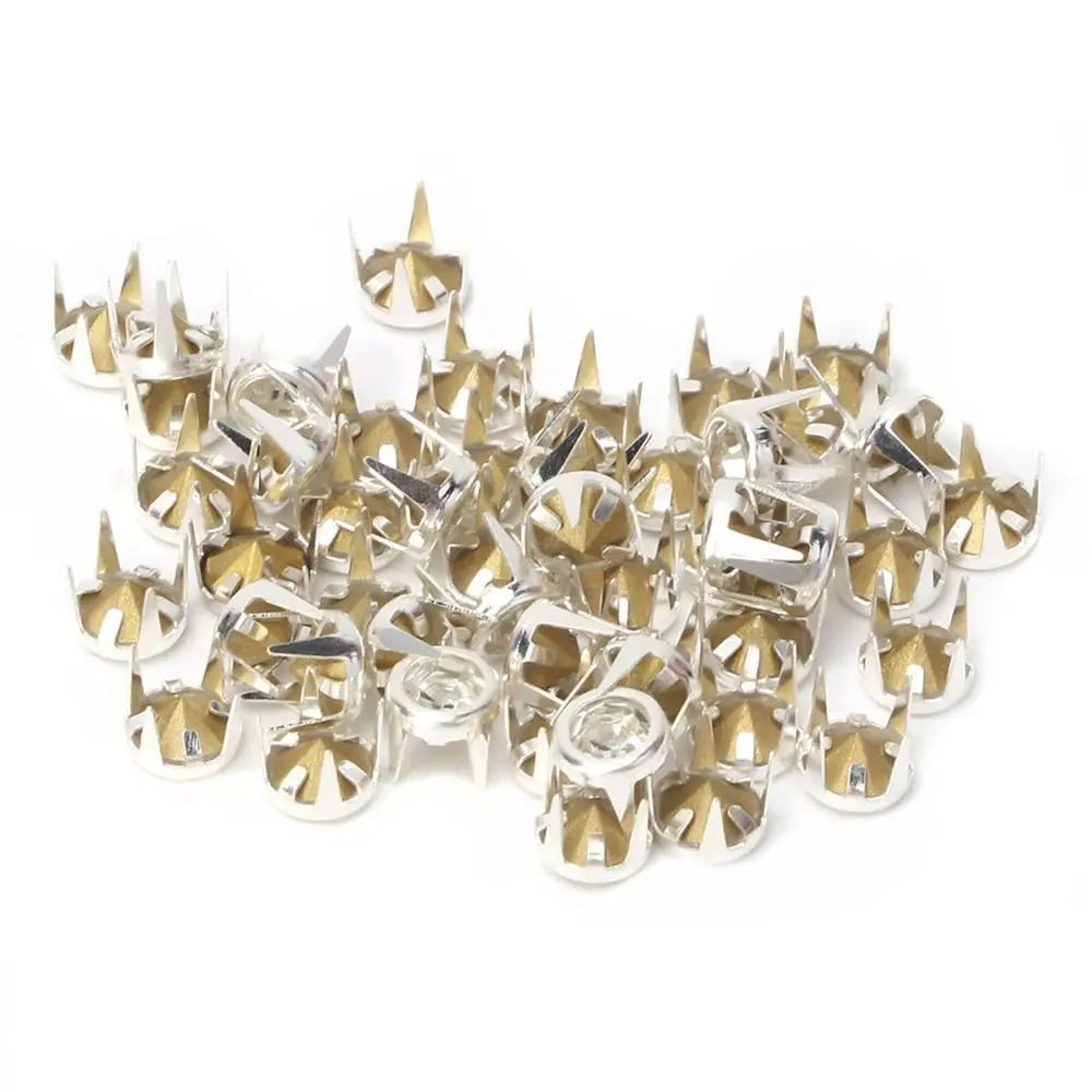120pcs 6mm Crystal Rhinestone Stud Refills – Gold & Silver Claw Beads Rhinestone Stud Refills Nixie