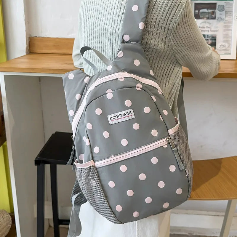 Korean Polka Dot Backpack – Lightweight Large-Capacity School Bag School Backpack Nixie