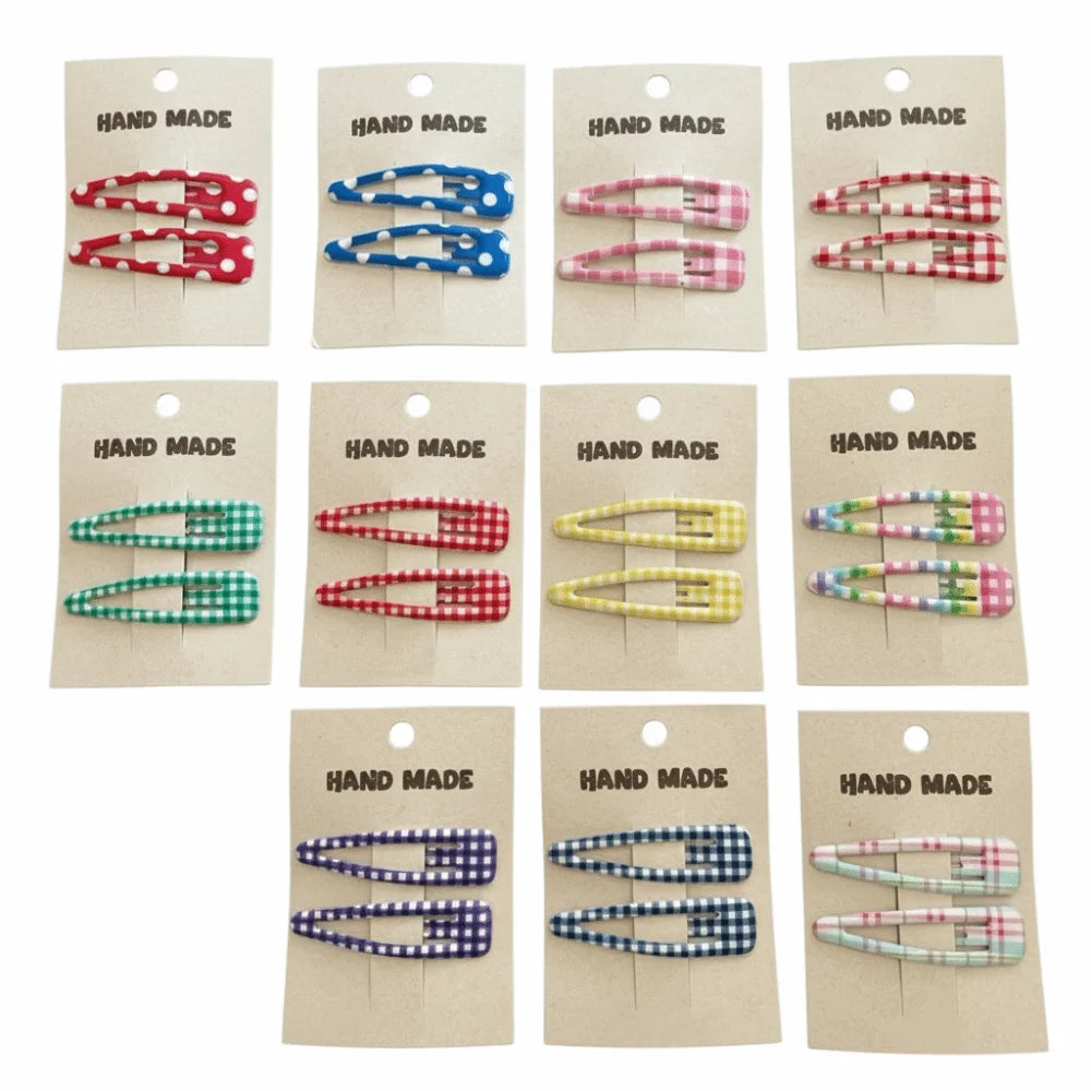 2-Pack Colorful Plaid Teardrop BB Hair Clips – Sweet Barrettes Hair Clips Nixie