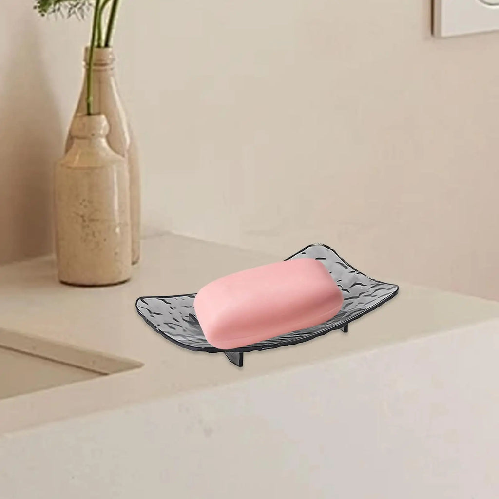 Glacier Pattern Soap Dish with Drain Hole – Clear PET Holder Soap Dish Nixie
