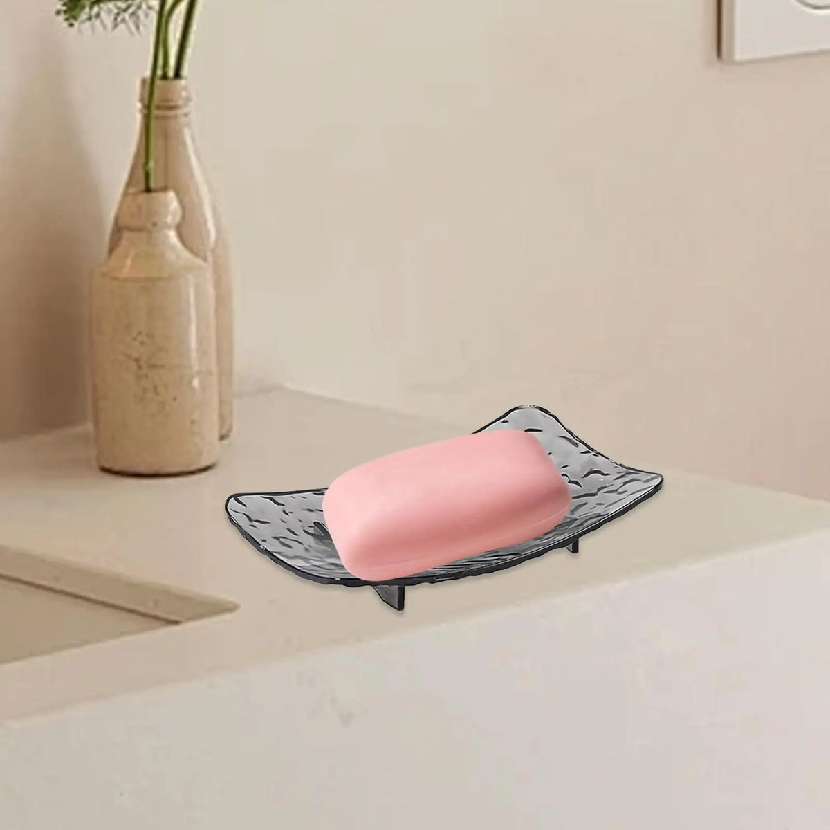 Glacier Pattern Soap Dish with Drain Hole – Clear PET Holder Soap Dish Nixie