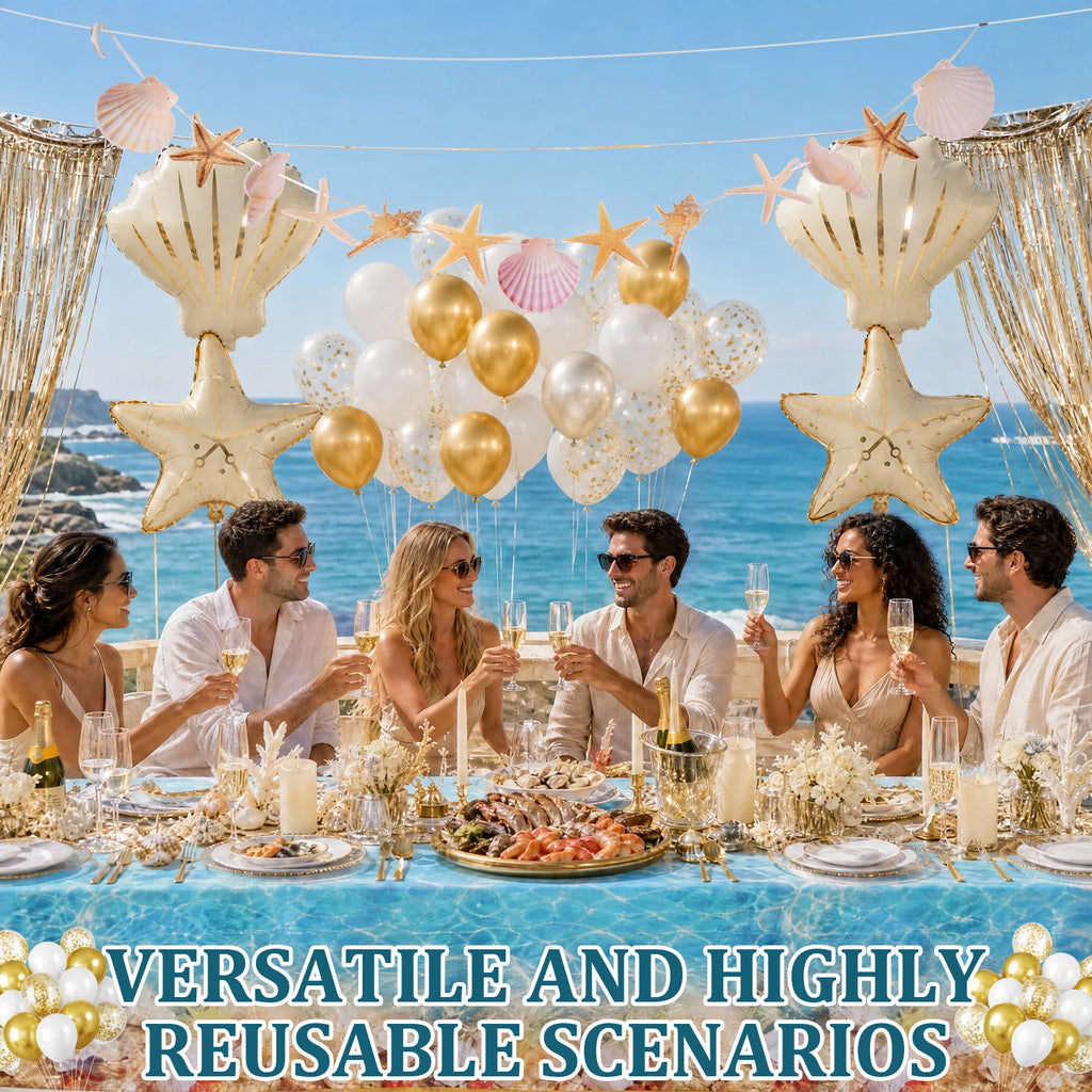 Beach Theme Party Balloon Set – Starfish & Seashell Decor