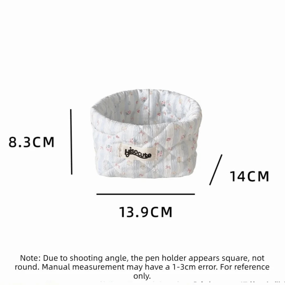 Quilted Fabric Desktop Storage Basket – Cute Floral Print Fabric Desktop Organizer Nixie