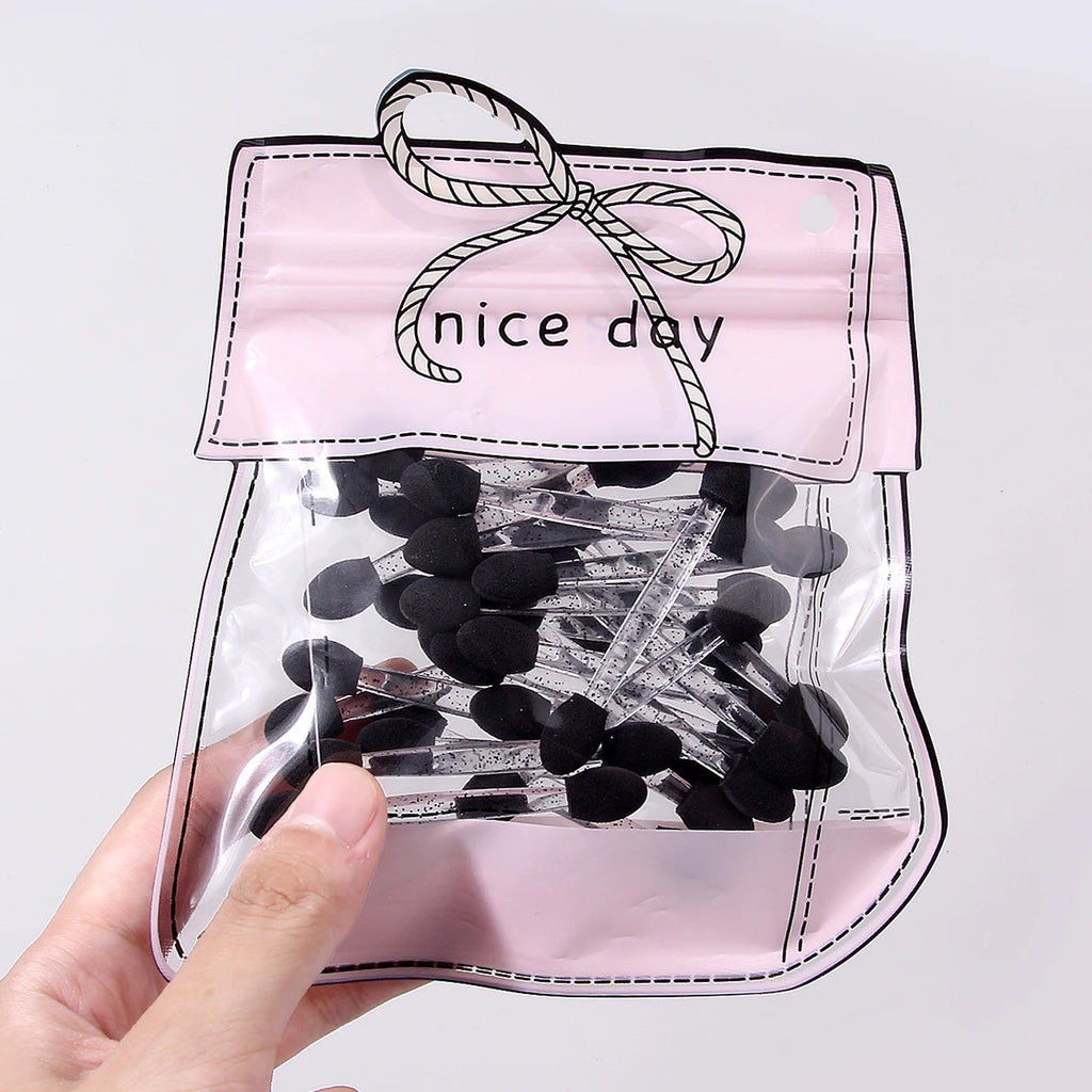 25Pcs Dual-Ended Eyeshadow Applicators | Glitter Handle Sponge Eyeshadow Applicator Nixie black