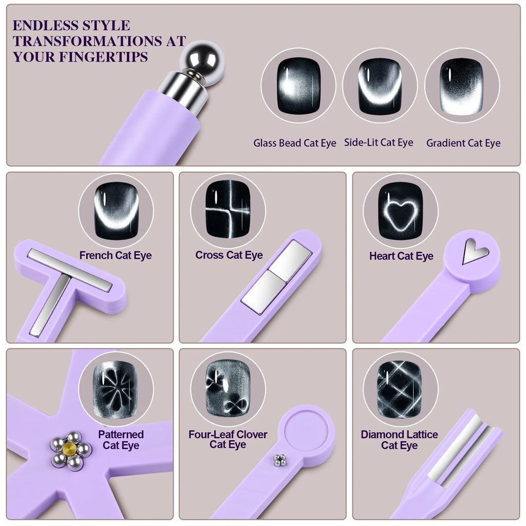 8-in-1 Nail Art Magnet Cat Eye Glass Bead Gel Polish Stick Nail Art Magnet Nixie