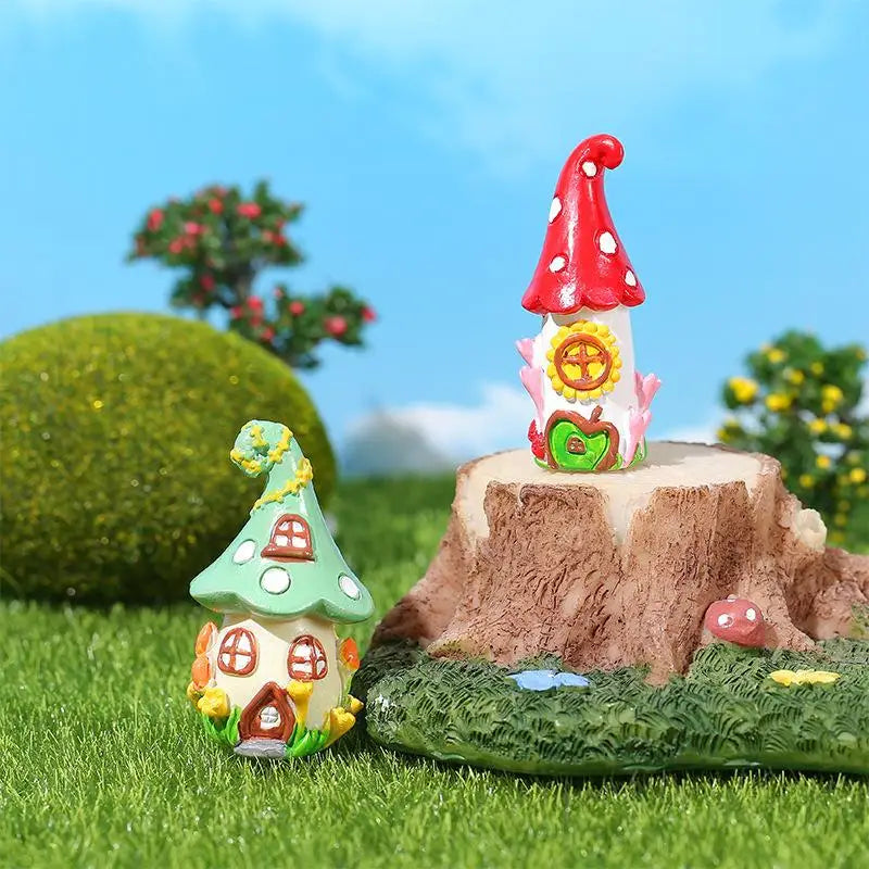 4Pcs Mini Fairytale Castle Resin Figurines – Micro Landscape Decor Resin Miniature Figurines Nixie