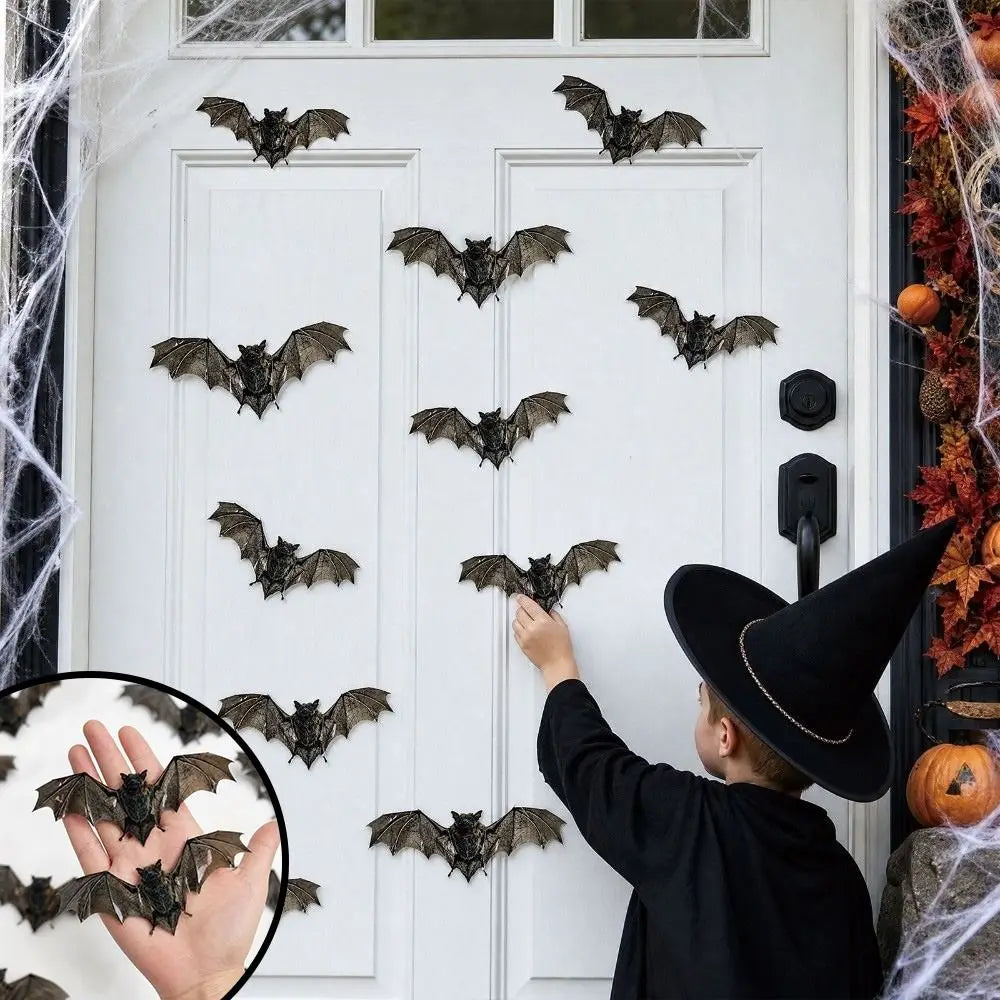 12PCS 3D Bat Wall Stickers Waterproof PVC Reusable Halloween Decals Wall Stickers Nixie
